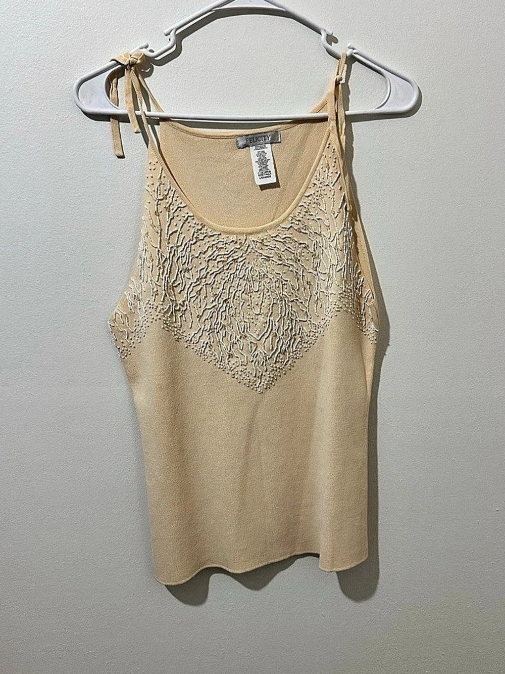 Felicity Beaded Cream Tank Top